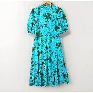 Diane von Furstenberg midi dress Size 10 Blue Nella Brushed Petals-print A-line